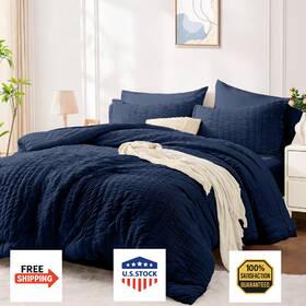 B0fr59rn3r Fuanna King Size Comforter Set 7 Pieces Luxury Seersucker Bed In A Bag For