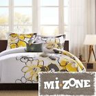 Full Piece Gray Bedding Queen Set Yellow Bedroom Bed Comforter Floral 4 Fabric