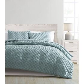 83863627 Full Queen Randall Clipped Jacquard Comforter And Sham Set Dusty Blue Homekind