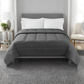Full Queen Size Jersey Knit Comforter With Fluffy Polyester Filling Charcoal New