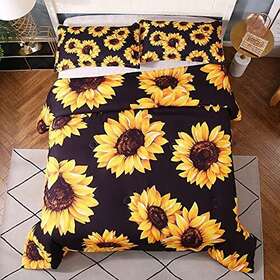 Geilioo 728370438161 Sunflower Comforter Sets Black Background Yellow Sunflowers 3d