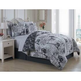82647571 Geneva Home Fashion 8pc King Amour Comforter Set Black/white Microfiber