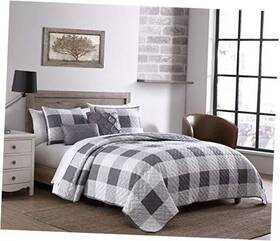 Bfp5qtquenghgw Geneva Home Fashion 5-piece Buffalo Plaid Comforter Set Bed In A Bag Lightweight Ultra Queen Gray