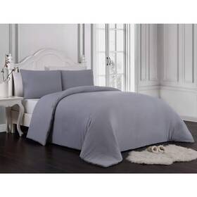 Gwy3csquenghgy Geneva Home Fashion Gweneth 3-piece Grey Queen Comforter Set