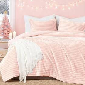 B0fbwvq8yz Geniospin Fleece Queen Comforter Set Soft Fuzzy Bedding 3-piece Pink All Season