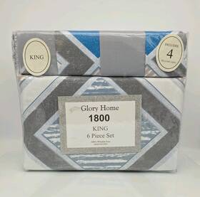 Glorty Home 812153031615 Glory 6 Piece 1800 King Set 1 Fitted Flat 4 Pillow Cases Wrinkle Free
