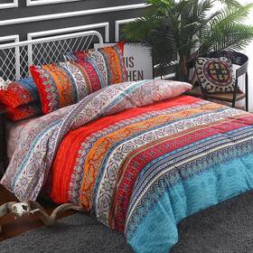 Gds-queen-3pc Goodidea Queen Size 3-piece Geometric Striped Boho Comforter Set For Bedding