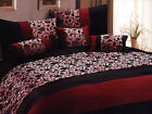 11classy Goth Burgundy Curtain Vampire Floral Motif Cal-king Black Set Comforter
