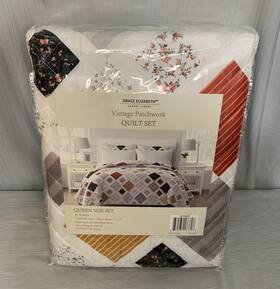 Ge-pwq3pc Grace Elizabeth Luxury Linens Vintage Patchwork Queen Size Quilt Set 2 Shams