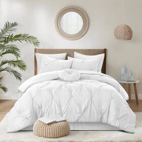 Gcs362-32wet-oy Grace Living Baylie Comforter Set -pinch Pleated Pintuck White Twin/twin Xl