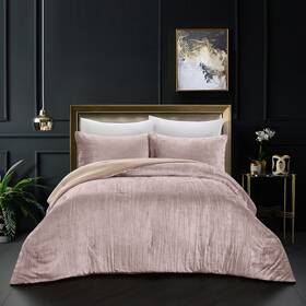 Gcs365-02bhk-oy Grace Living Aashvi Comforter Set -crinkle Velvet Blush King/california King