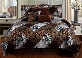 Grand Linen 039853730376 Grandlinen 7 Piece Full Size Brown Black White Animal Print Safari Comforter
