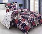 Grand Linen 3 Piece Baseball Sports Theme Plaid Red White And Blue Comforter Set Full Size 841380146724