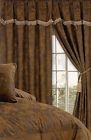 Grand Linen 4 Piece Dark Camel Brown Lavish Micro Suede Curtain Set 846918002343