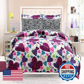 B07b3v22gr Grand Linen 7-piece Girls Queen Size Kids Bedding-misty Zebra Tween Teen Dream