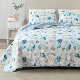 Great Bay 192020047575 Bali Collection Microfiber Stitched Quilt Full/queen Reversible 3-pcs