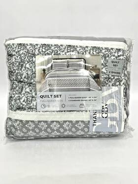 Great Bay Home 192020010180 Reversible Grey Full/queen Size Quilt Comforter 3-piece Set New
