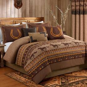 Green Living Group 313115363398 Chezmoi Collection Sedona 7-piece Southwestern Wild Horses Microsuede Bedding Co