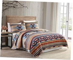 Green Living Group 840079132666 Wyoming 3-piece Southwestern Quilt Set - Geometric King Tribal Multicolor