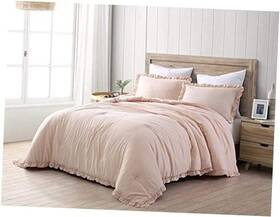 Green Living Group 840079135384 Nora 3-piece Ruffled Edge Trim Soft Washed Microfiber King Blush
