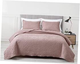 Green Living Group 840079144188 Pucker 3-piece Size Quilt Set Woodrose Crushed Soft King Diamond