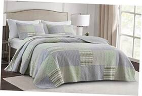 Green Living Group 840079148728 Bellamy 3-piece Boho Chic Patchwork Queen Plaid Candy Gray