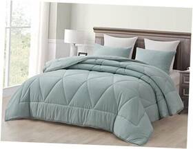 Green Living Group 840079151629 Rory 3-piece Triangle Quilted Microfiber Queen Aqua Geometric