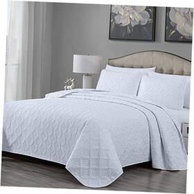 Green Living Group 840079154576 Florenz 3-piece King Size Quilt Set White - Soft Summer Lightweight Oversized