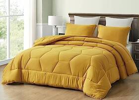 Green Living Group 840079157188 Vero Mustard Yellow Comforter Set Oversized Queen Honeycomb Hexagon
