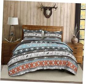 Green Living Group 840079163424 Boone 2-piece Southwestern Cowboys Rodeo Quilt Set Twin - Multicolor Blue