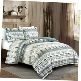 Green Living Group 840079163851 Meadow 3-piece Cabin Lodge Comforter Set - Queen Multicolor Lake
