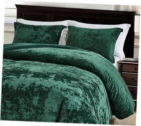 Green Living Group 840079164872 Lux 3-piece Velvet Comforter Set Size All Season Lush Plush King Forest