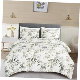 Green Living Group 840079165404 Julia 3-piece Floral Comforter Set King - Multicolor Taupe-green Gray White