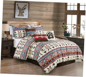 Green Living Group 840079171436 Sanse 7-piece Southwestern Geometric Motif Comforter Set - Multicolor Red