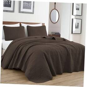Green Living Group 840079178763 Luca 3-piece Oversized Bedspread Set Size - Summer Quilt King Chocolate