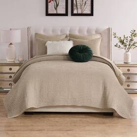 94899286 Greenland Home Fashions 3pc King/california King Velvet Crush Khaki Quilt