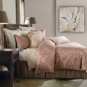 Fb1811-fl-oc H Hiend Accents Paseo Road Sedona 3 Piece Comforter Set With Pillow Shams Full Size Jacquar