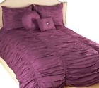 H201477 Susan Graver Queen Comforter Home Cotton Ruched New Piece Set