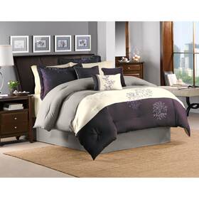 Hallmart Collectibles 679610666205 Riverbrook Home Murell 7 Piece Comforter Set Plum Queen