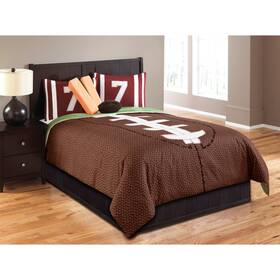 Hallmart Collectibles 679610689594 Riverbrook Home 6 Piece Field Goal Comforter Set Brown/green Full