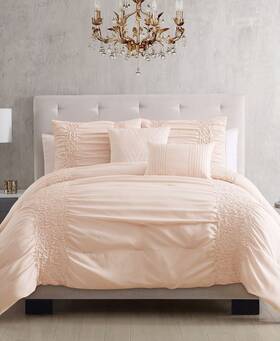 Hallmart Collectibles 679610807851 4pc Amalina Twin Comforter Set Solid Blush Pink Shabby Chic Dorm Girls