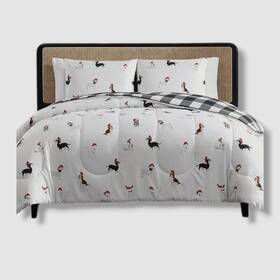Hallmart Collectibles 679610887617 White Holiday Pups 2-pc. Comforter Set Twin
