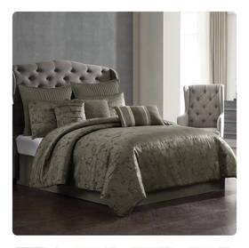 Hallmart Collectibles 679610897241 Riverbrook Home Dobbins Gold Comforter Set Queen 9 Piece