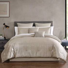 91962137 Hallmart Collectibles 12pc Queen Harlan Bedding Set Gold
