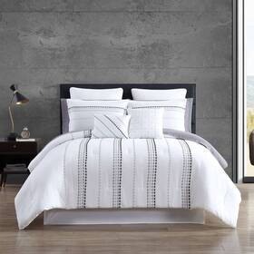 91962655 Hallmart Collectibles 8pc Delphi King Purple Comforter Set White