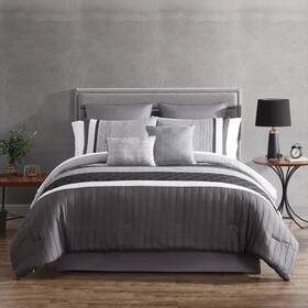 91962657 Hallmart Collectibles 8pc King Rossi Comforter Set Gray