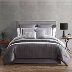 91962658 Hallmart Collectibles 8pc Queen Rossi Comforter Set Gray