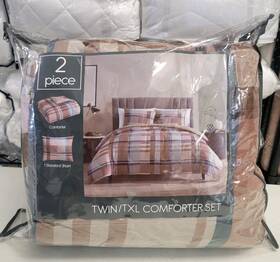 92830 Hallmart Collectibles Harper Plaid 2-pc. Twin/txl Comforter Set- Rust
