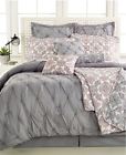 Hallmart Collectibles Jasmine Grey 9 Piece Queen Comforter Set Light Orange Msrp 300 847636003384