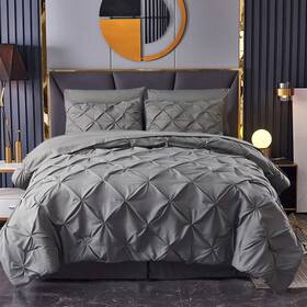 Haok 784115911764 Bed In A Bag Set - 8 Pieces Pinch Pleat Bedding Comforter Sets Pintuck Micro